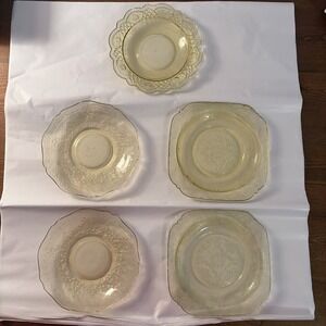 Vintage‎ Yellow Depression Glass Dishes Amber Federal Glass 1930s-40s